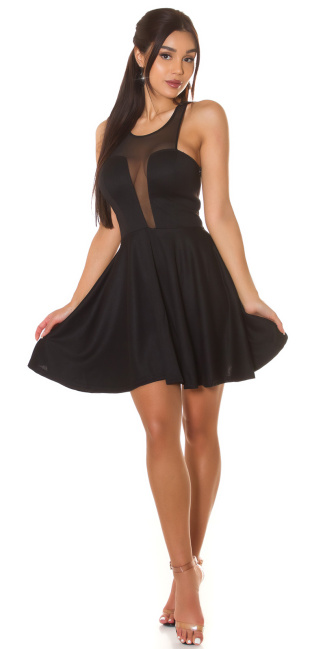 minidress with transparent decollete Black